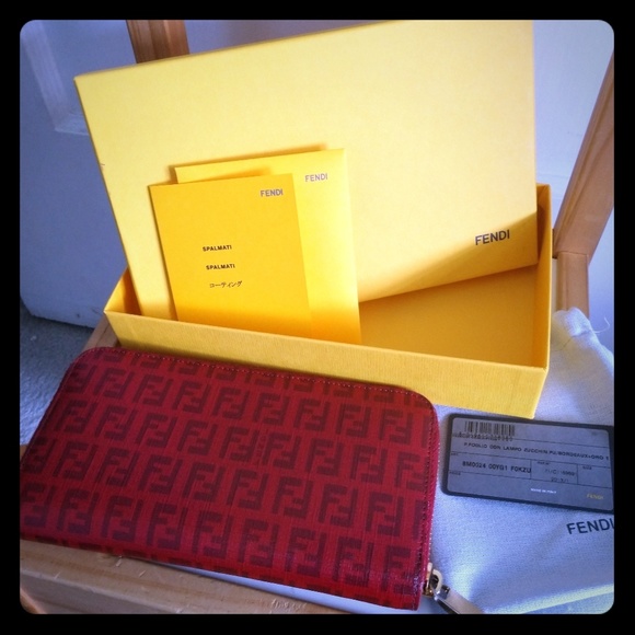 Fendi Handbags - Authentic Red Fendi Zip around Wallet